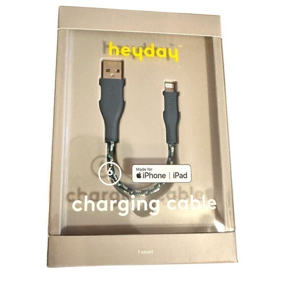 Heyday Round Charging Cable compatible with iPhone to USB-A (Blue) 6 In. - Picture 11 of 12
